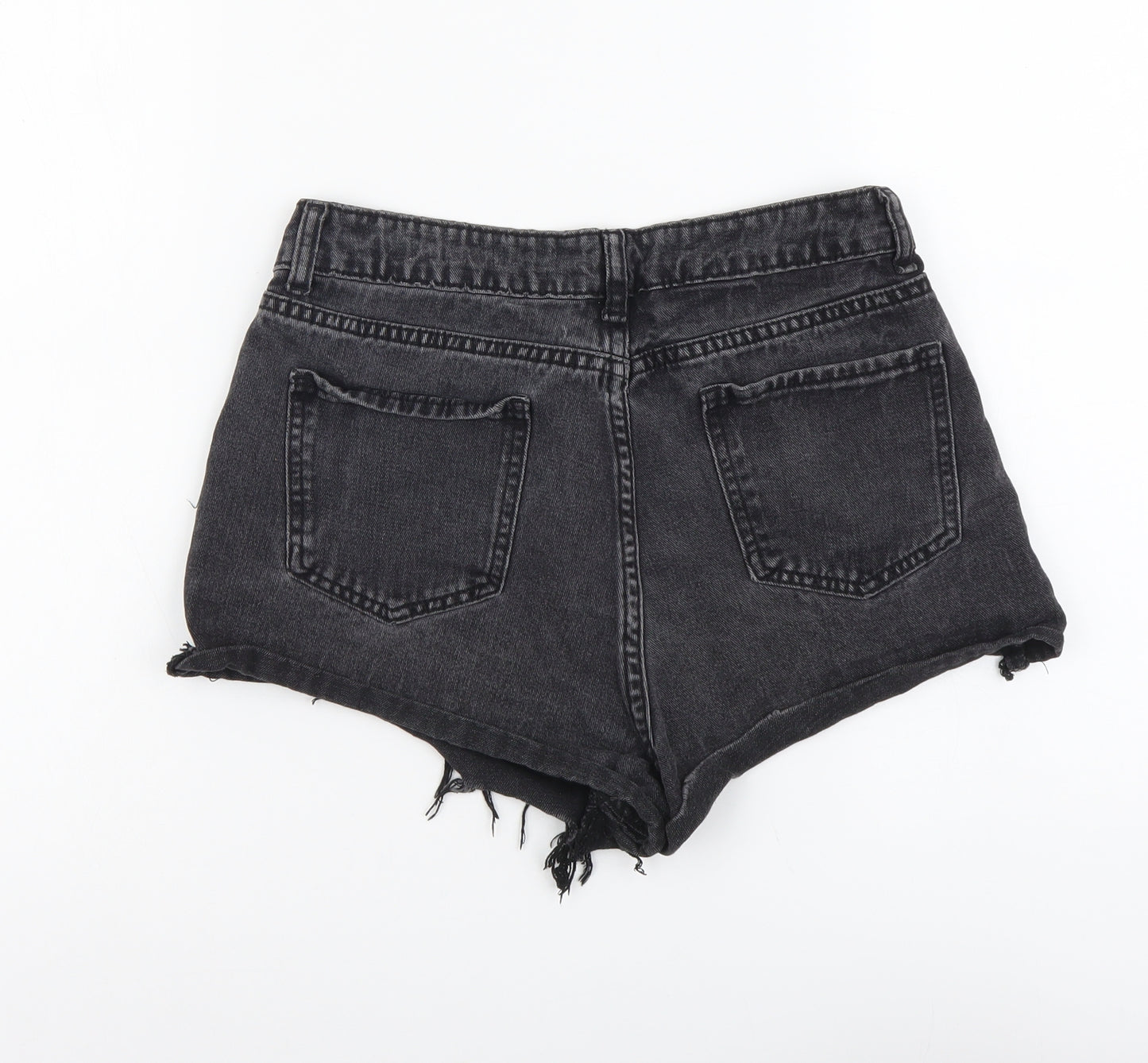 SheIn Womens Black Cotton Cut-Off Shorts Size M L3 in Regular Button