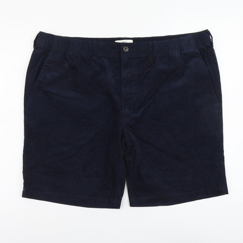 Marks and Spencer Womens Blue Cotton Chino Shorts Size 2XL L9 in Regular Button