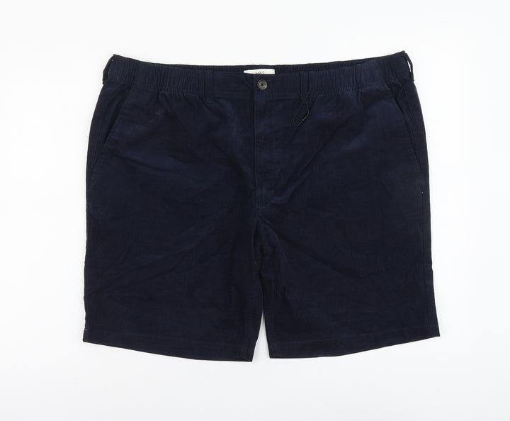 Marks and Spencer Womens Blue Cotton Chino Shorts Size 2XL L9 in Regular Button