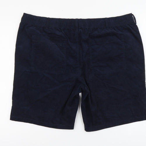Marks and Spencer Womens Blue Cotton Chino Shorts Size 2XL L9 in Regular Button
