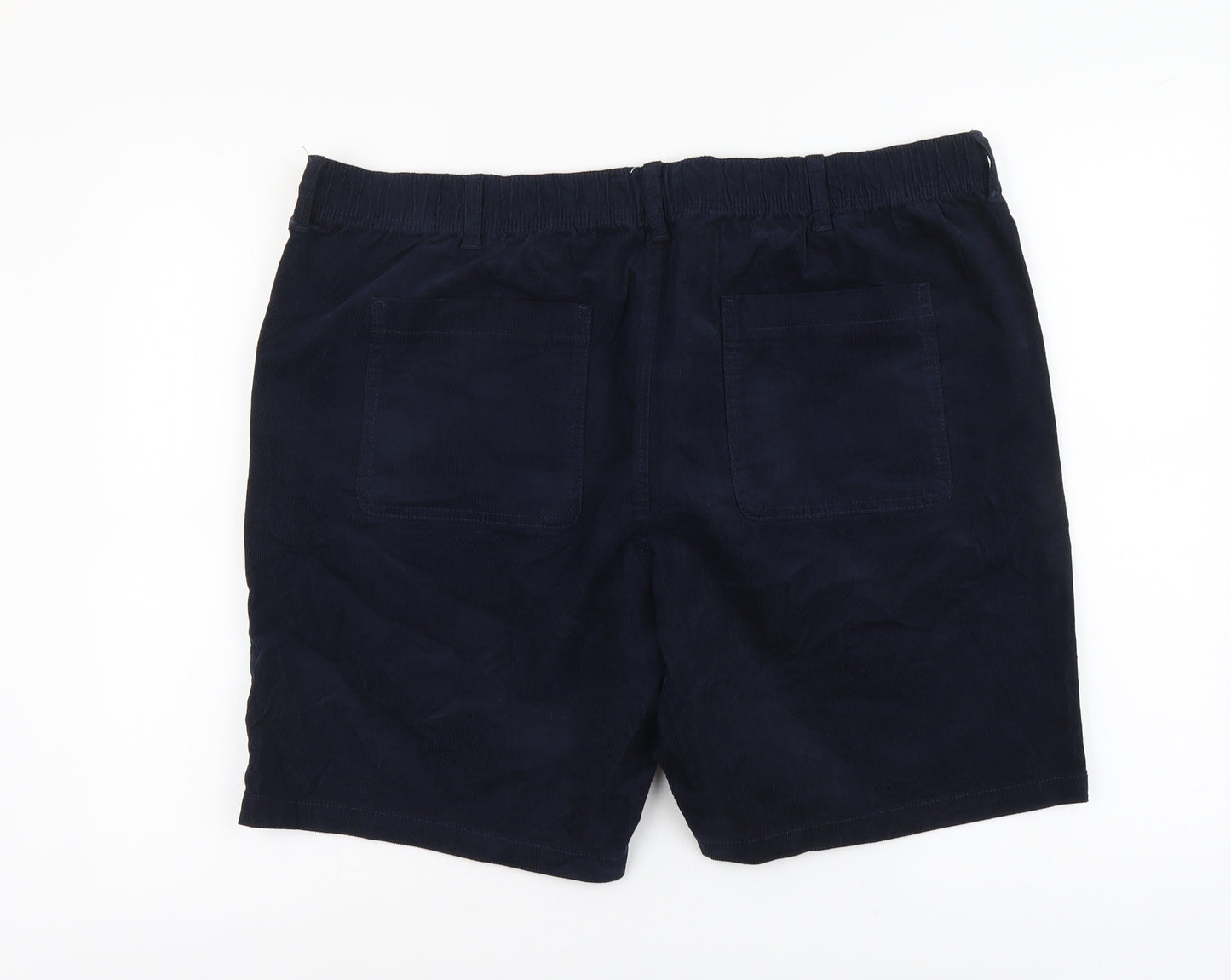 Marks and Spencer Womens Blue Herringbone Cotton Chino Shorts Size 2XL L9 in Regular Button