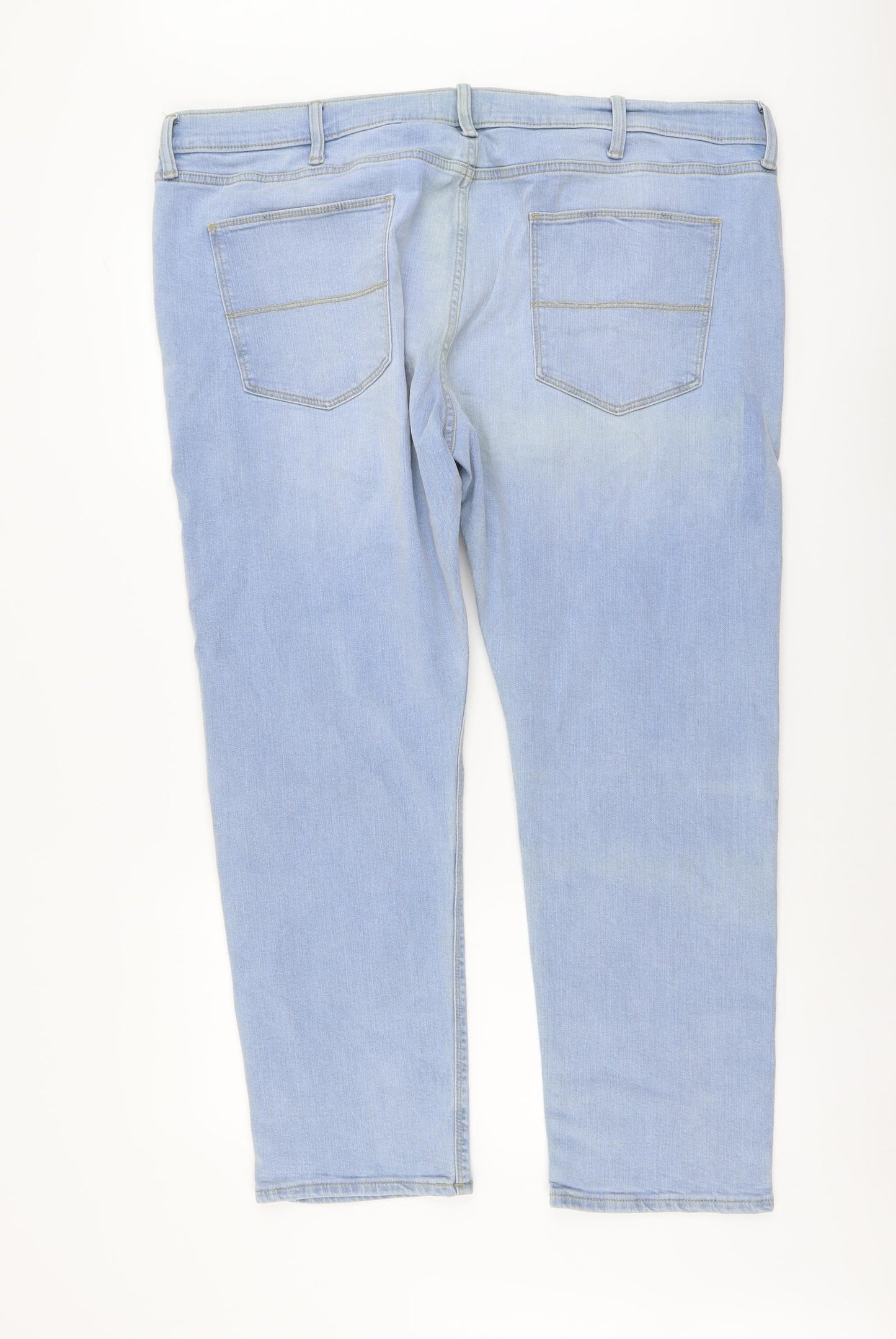 Marks and Spencer Mens Blue Cotton Straight Jeans Size 42 in L29 in Slim Button