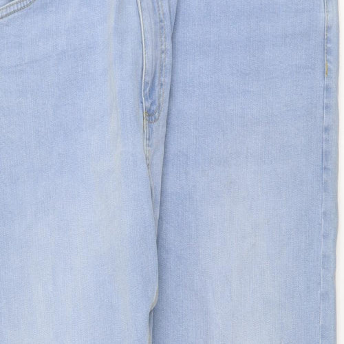 Marks and Spencer Mens Blue Cotton Straight Jeans Size 42 in L29 in Slim Button