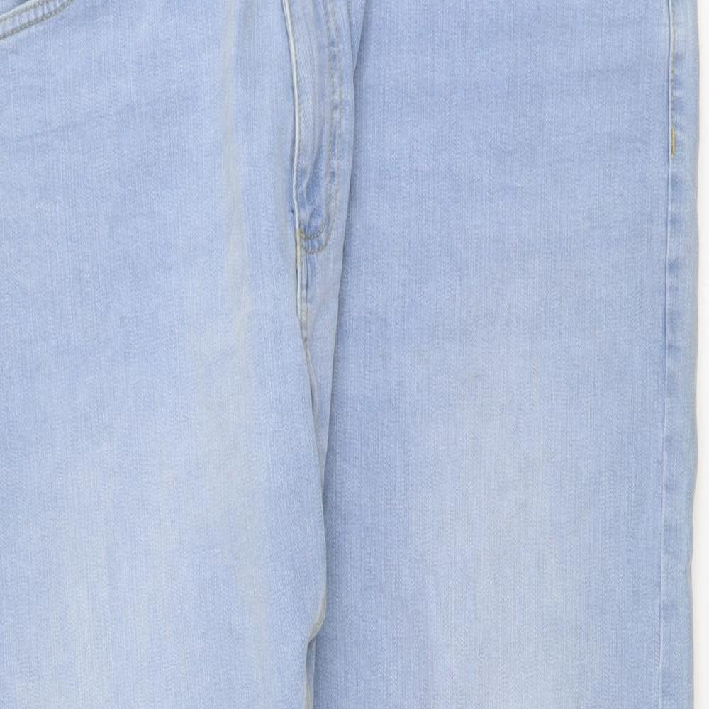 Marks and Spencer Mens Blue Cotton Straight Jeans Size 42 in L29 in Slim Button