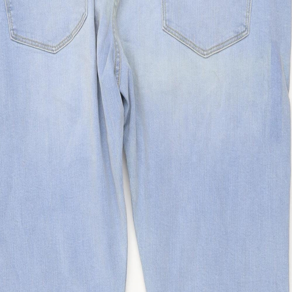 Marks and Spencer Mens Blue Cotton Straight Jeans Size 42 in L29 in Slim Button