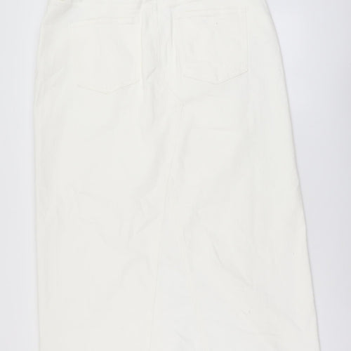 Marks and Spencer Womens Ivory Cotton Straight & Pencil Skirt Size 20 Button