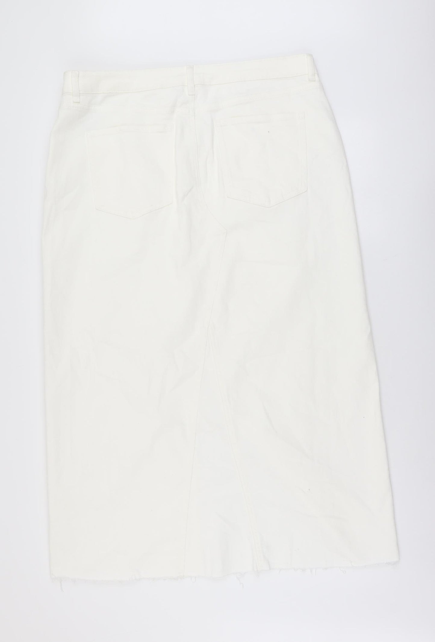 Marks and Spencer Womens Ivory Cotton Straight & Pencil Skirt Size 20 Button