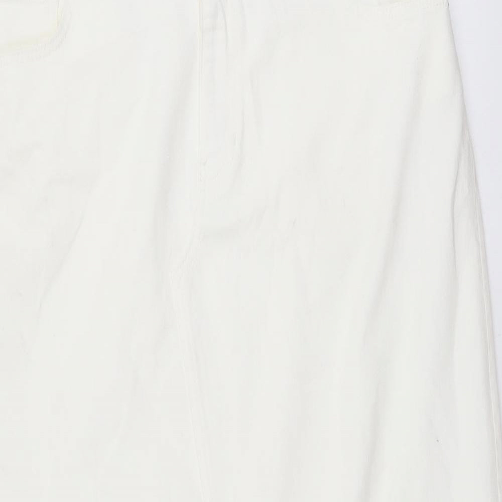 Marks and Spencer Womens Ivory Cotton Straight & Pencil Skirt Size 20 Button