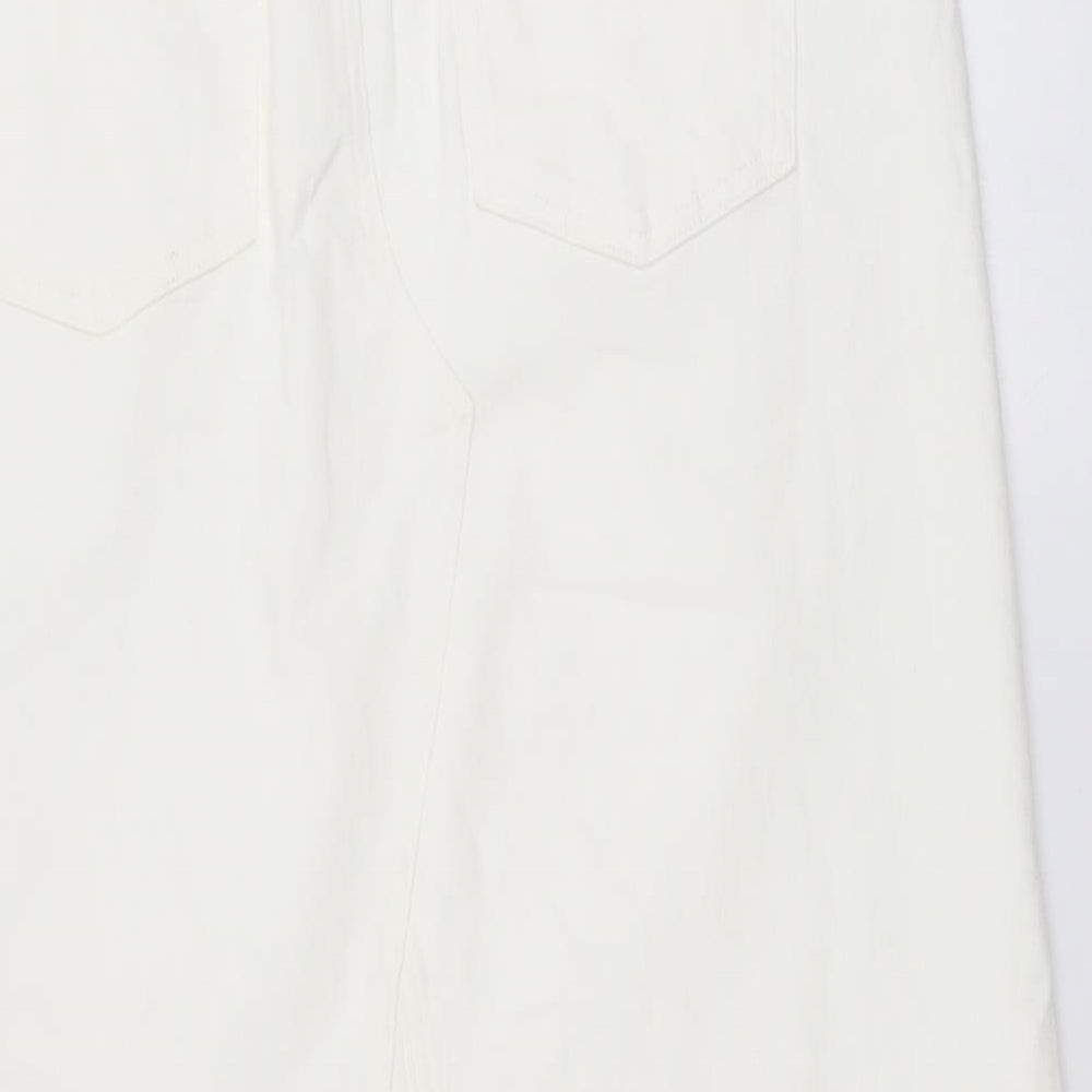 Marks and Spencer Womens Ivory Cotton Straight & Pencil Skirt Size 20 Button