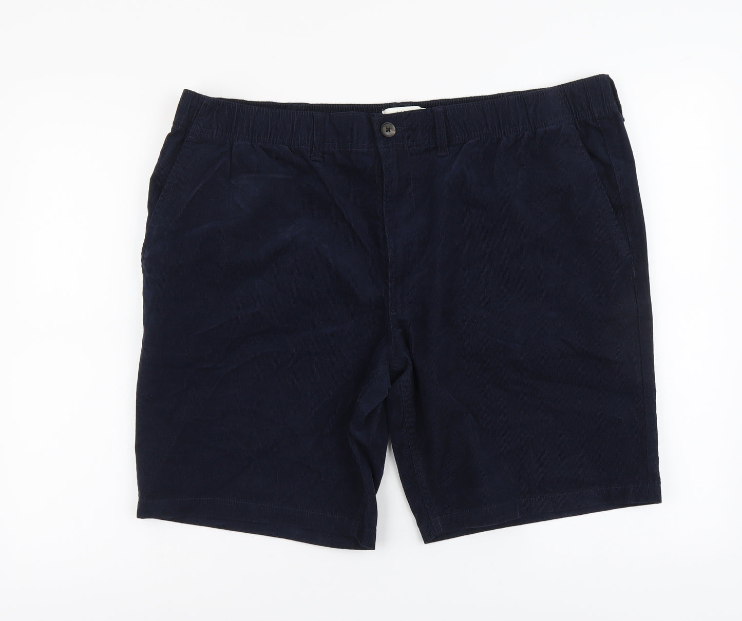 Marks and Spencer Womens Blue Cotton Chino Shorts Size 2XL L9 in Regular Button