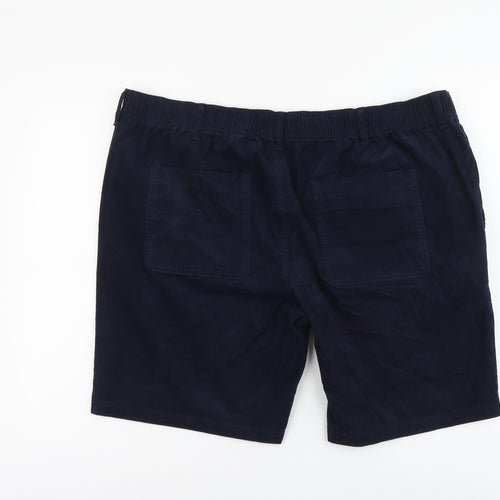 Marks and Spencer Womens Blue Cotton Chino Shorts Size 2XL L9 in Regular Button