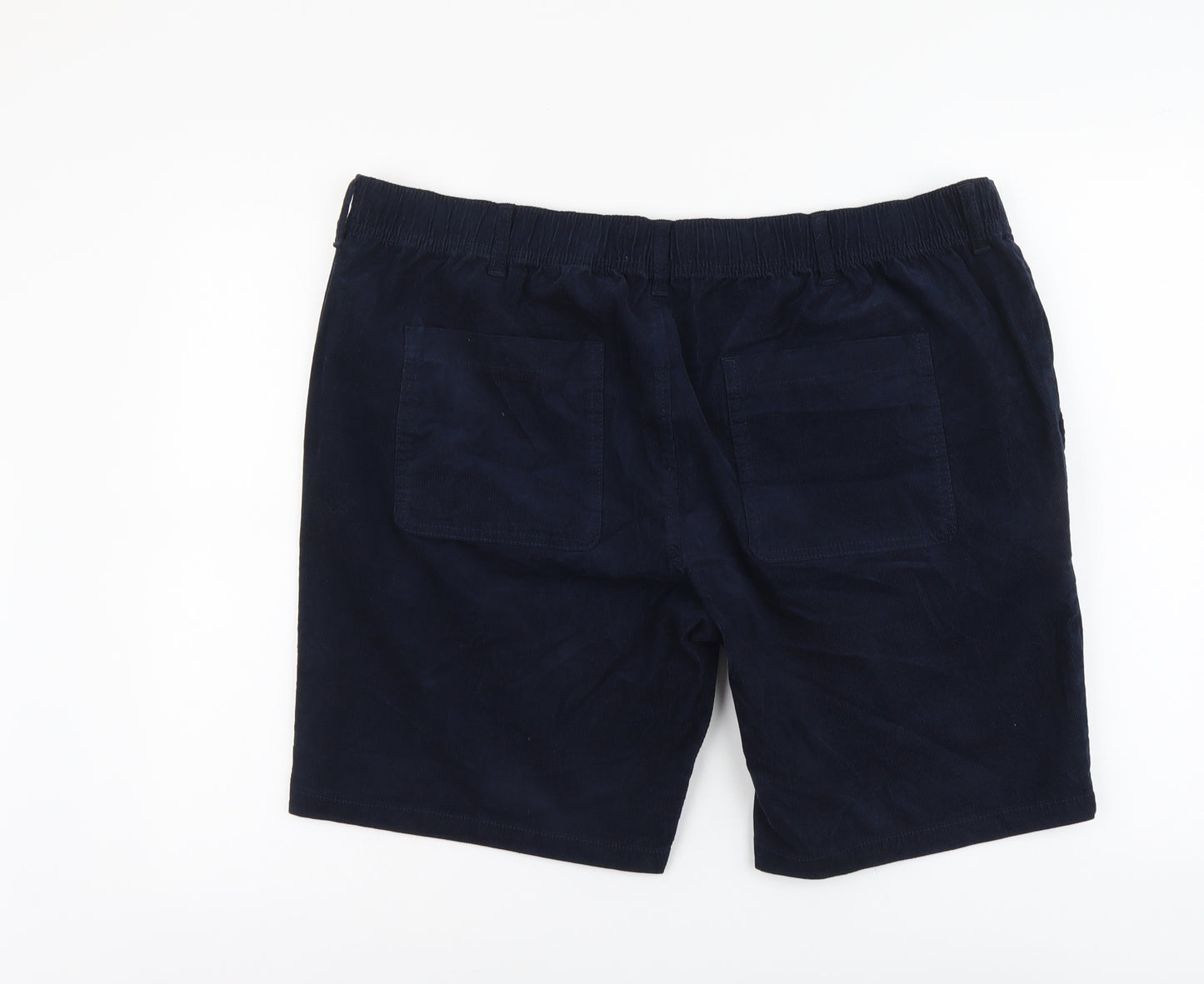 Marks and Spencer Womens Blue Cotton Chino Shorts Size 2XL L9 in Regular Button