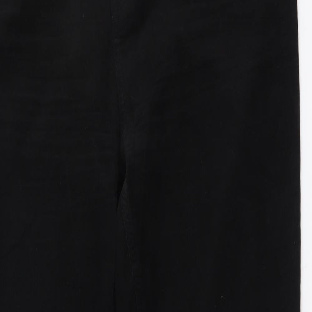 Marks and Spencer Womens Black Cotton Trousers Size 16 L32 in Regular Button