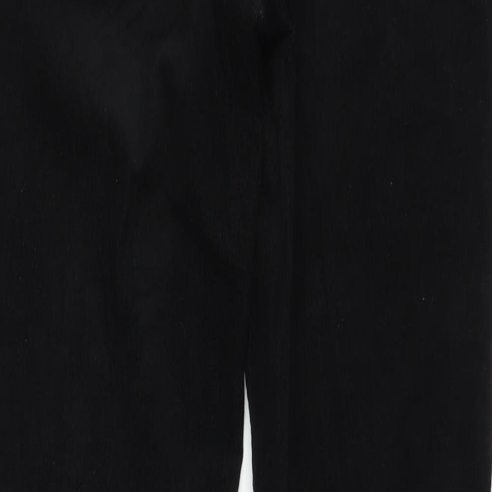Marks and Spencer Womens Black Cotton Trousers Size 16 L32 in Regular Button