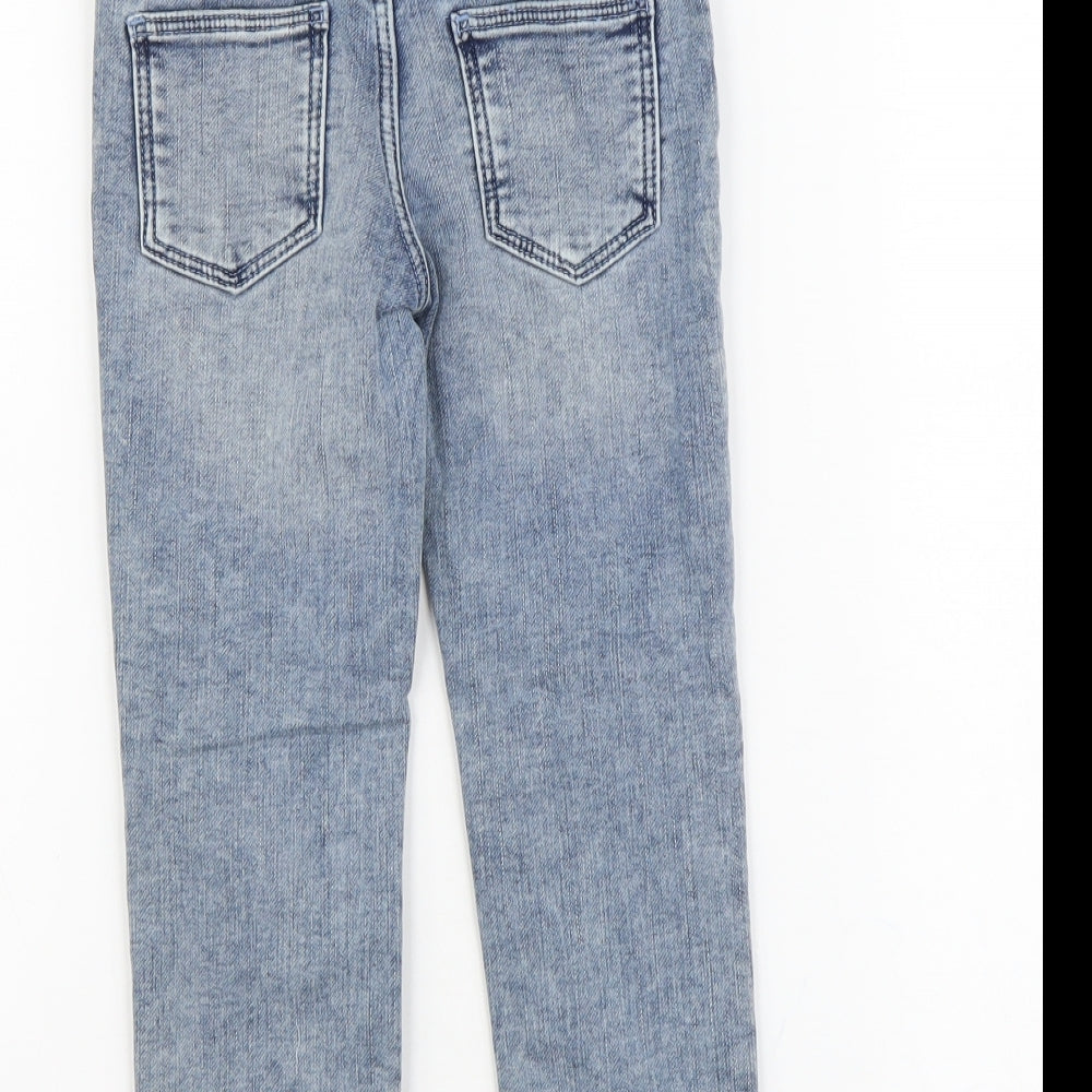Marks and Spencer Boys Blue Cotton Straight Jeans Size 4-5 Years Regular Drawstring