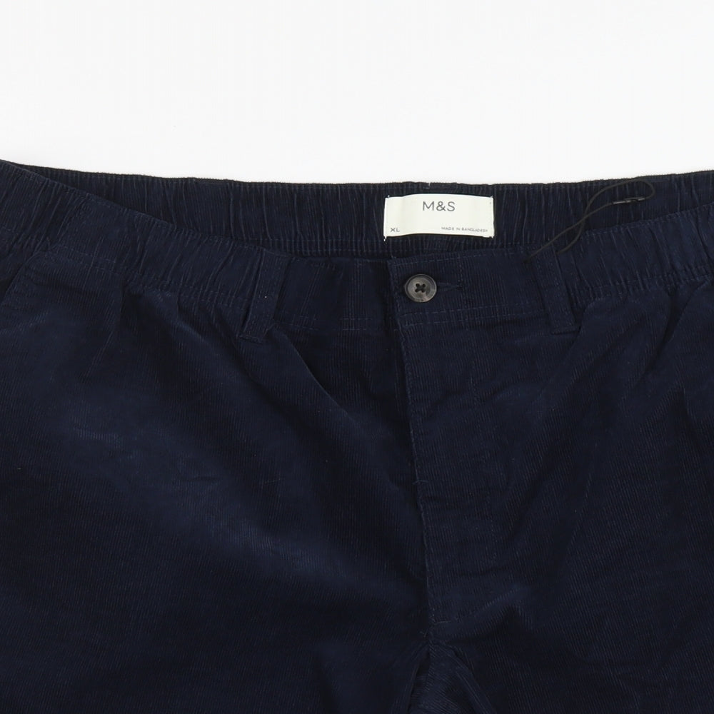 Marks and Spencer Mens Blue Cotton Chino Shorts Size XL L9 in Regular Button