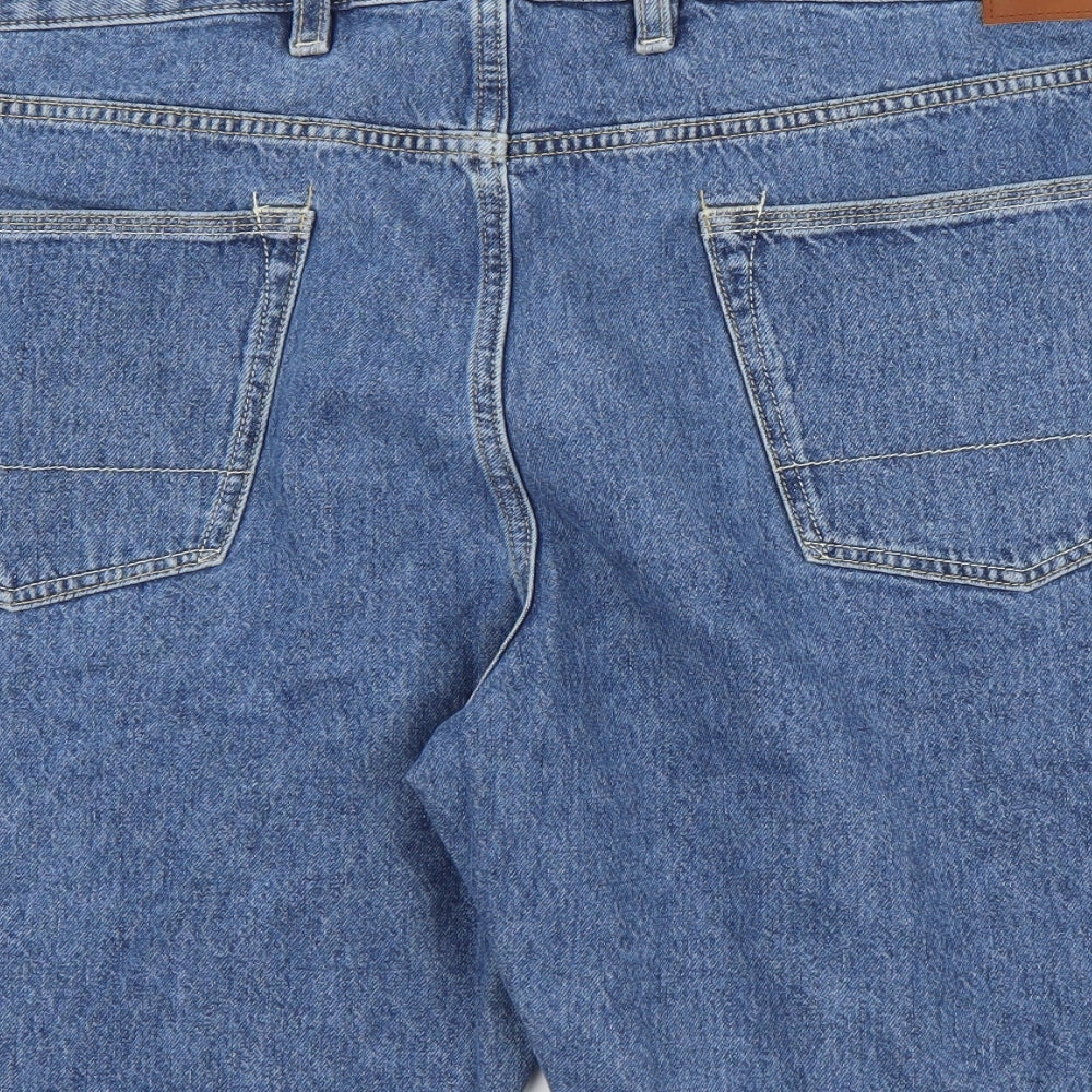 Marks and Spencer Mens Blue Cotton Biker Shorts Size 44 in L10 in Regular Button