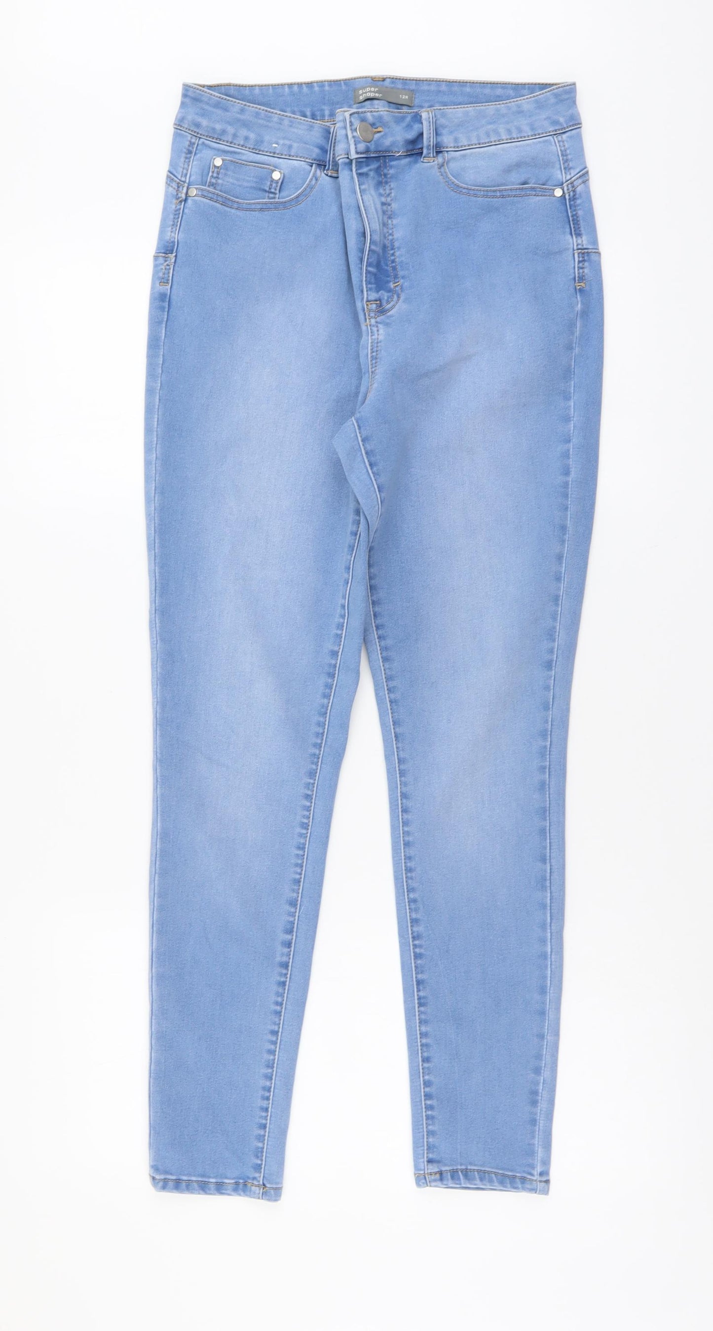 Nutmeg Womens Blue Cotton Skinny Jeans Size 12 L28 in Regular Button