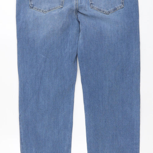 Marks and Spencer Womens Blue Cotton Straight Jeans Size 14 L28 in Regular Button
