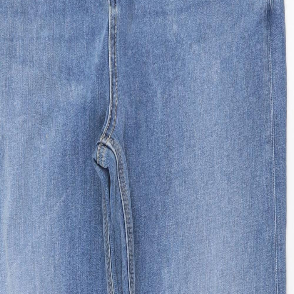 Marks and Spencer Womens Blue Cotton Straight Jeans Size 14 L28 in Regular Button