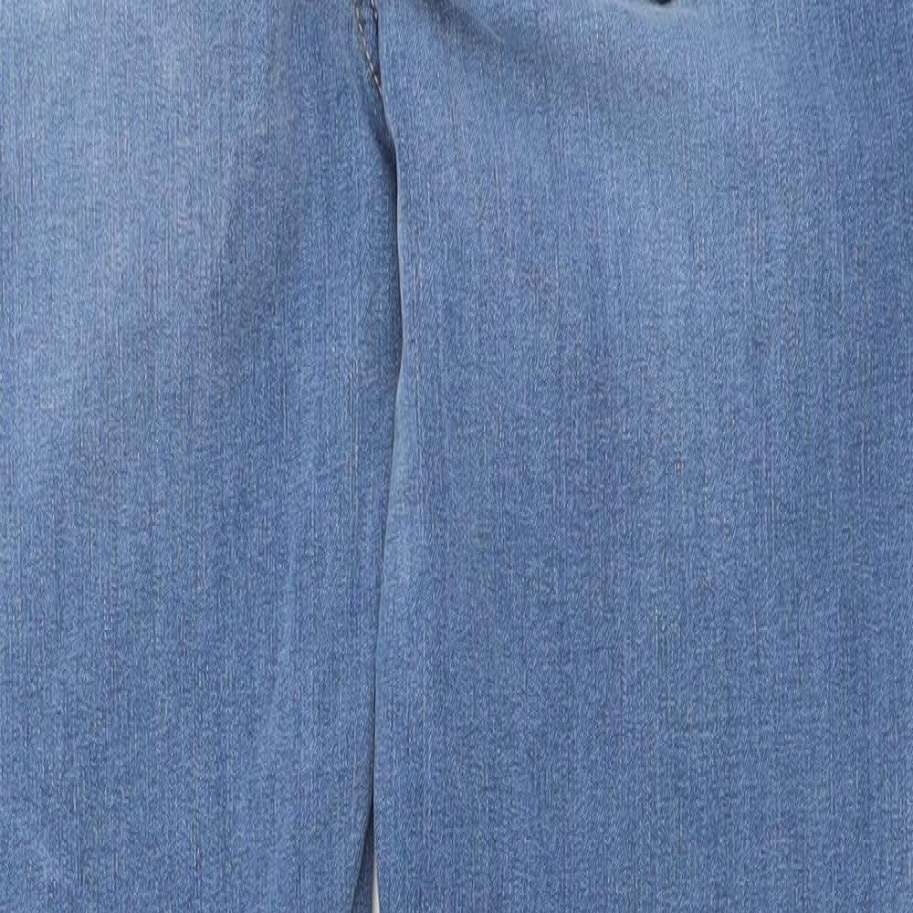 Marks and Spencer Womens Blue Cotton Straight Jeans Size 14 L28 in Regular Button