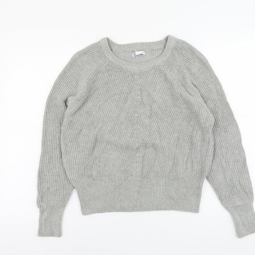C Womens Grey Round Neck Acrylic Pullover Jumper Size S
