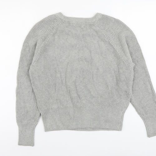 C Womens Grey Round Neck Acrylic Pullover Jumper Size S