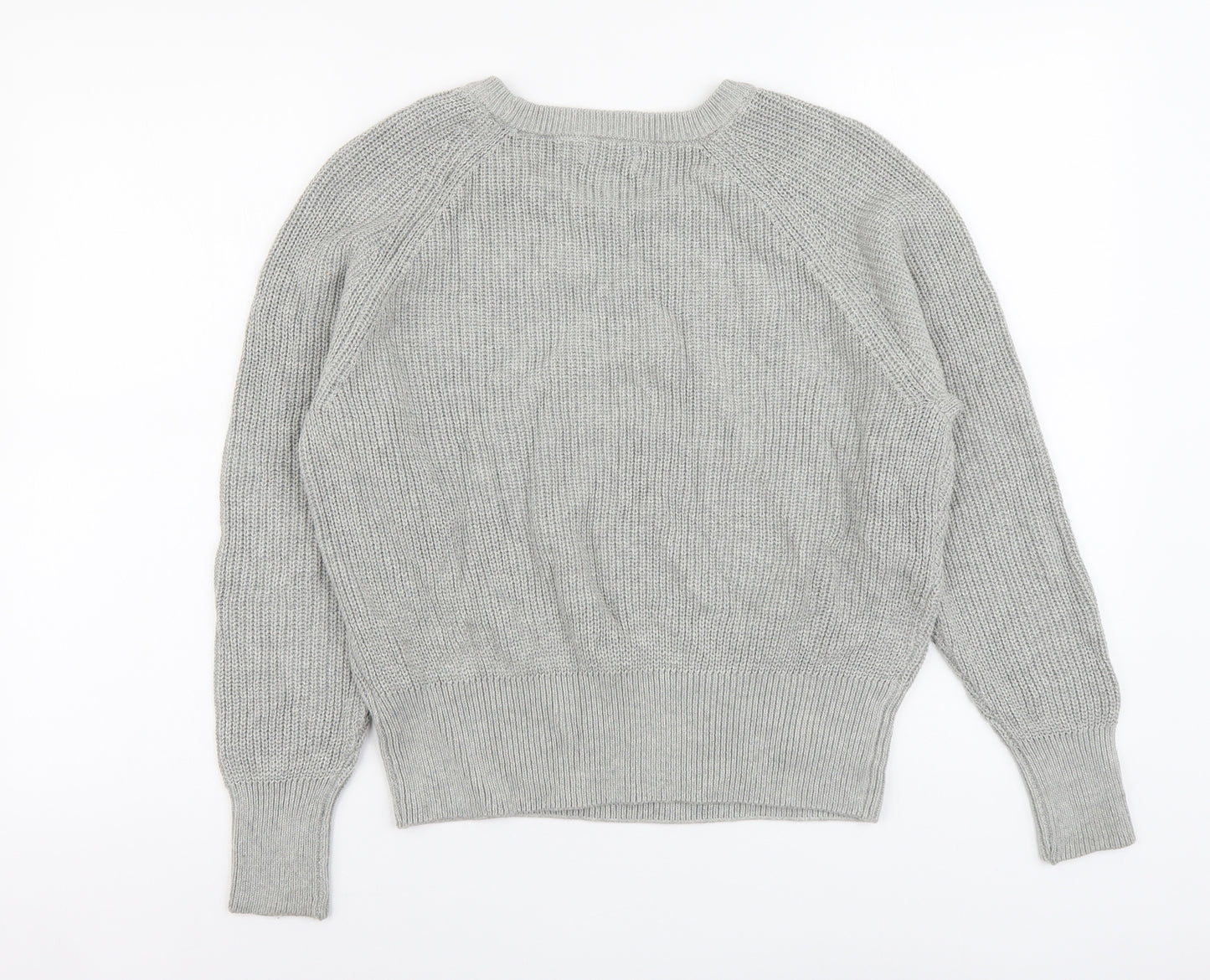C Womens Grey Round Neck Acrylic Pullover Jumper Size S