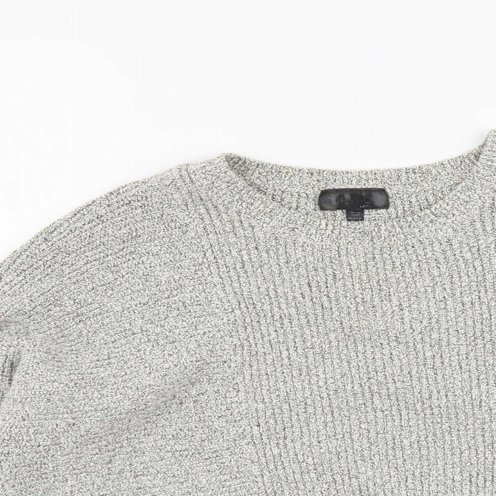 Topshop Womens Grey Round Neck Acrylic Pullover Jumper Size 10
