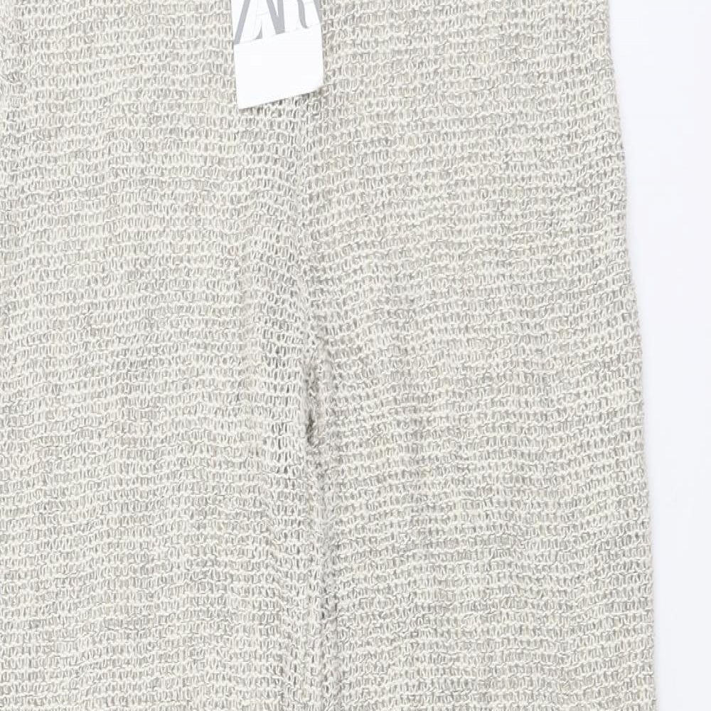 Zara Womens Grey Cotton Trousers Size L L29 in Regular - Fishnet