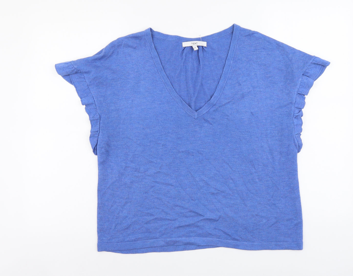NEXT Womens Blue V-Neck Acrylic Pullover Jumper Size M