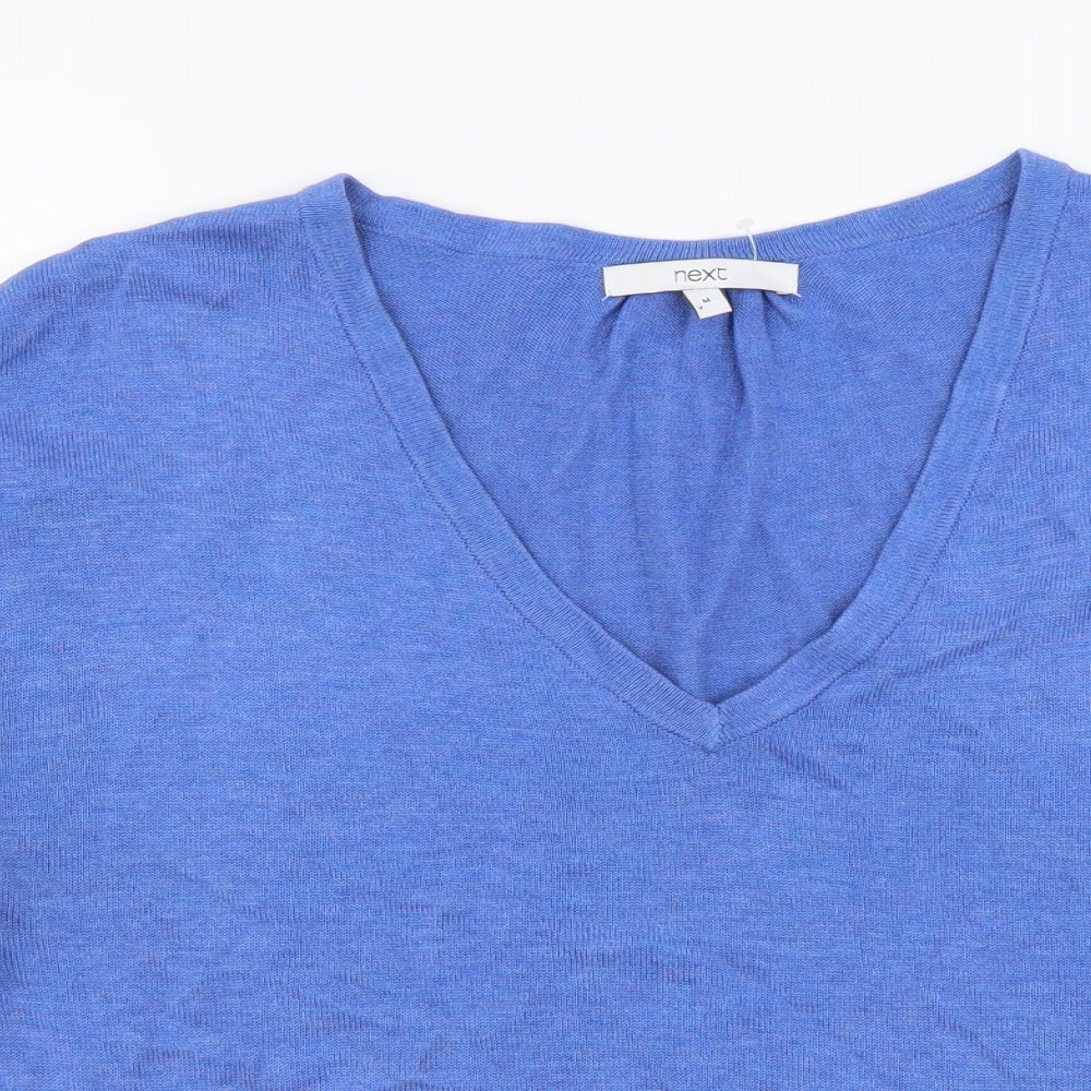 NEXT Womens Blue V-Neck Acrylic Pullover Jumper Size M