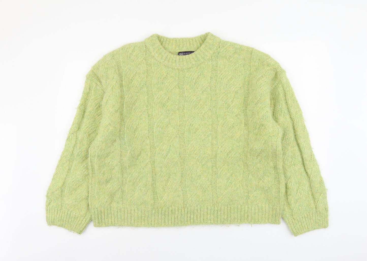 Marks and Spencer Womens Green Round Neck Acrylic Pullover Jumper Size L