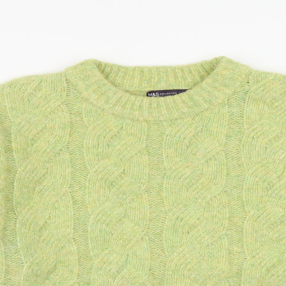 Marks and Spencer Womens Green Round Neck Acrylic Pullover Jumper Size L