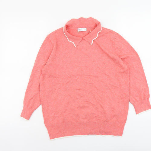 Papaya Womens Orange Collared Viscose Pullover Jumper Size 14