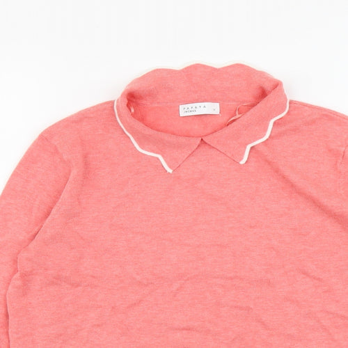 Papaya Womens Orange Collared Viscose Pullover Jumper Size 14