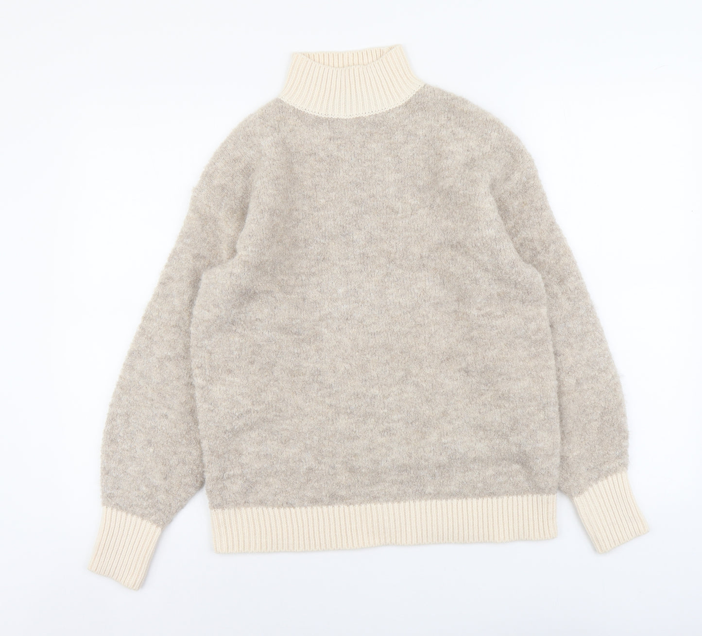 Marks and Spencer Womens Beige High Neck Acrylic Pullover Jumper Size XS