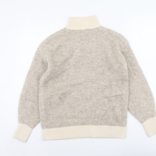 Marks and Spencer Womens Beige High Neck Acrylic Pullover Jumper Size XS