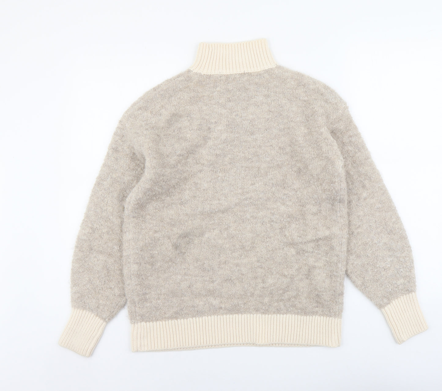 Marks and Spencer Womens Beige High Neck Acrylic Pullover Jumper Size XS