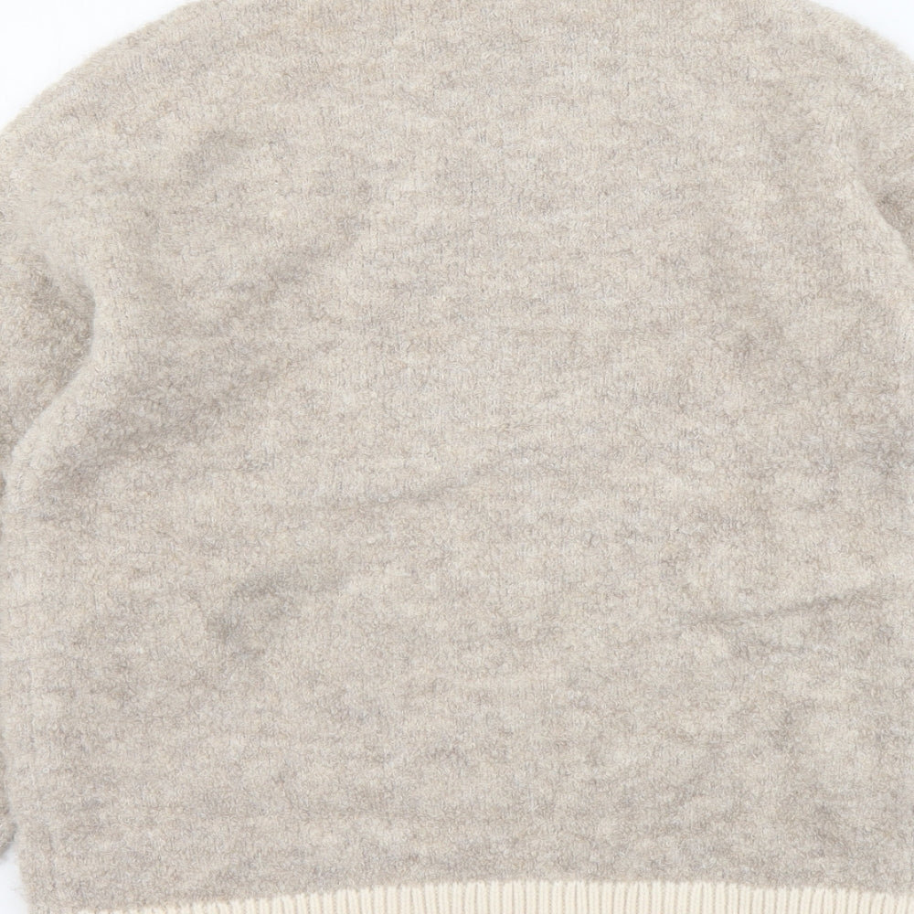 Marks and Spencer Womens Beige High Neck Acrylic Pullover Jumper Size XS
