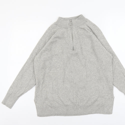 Marks and Spencer Womens Grey High Neck Viscose Pullover Jumper Size M