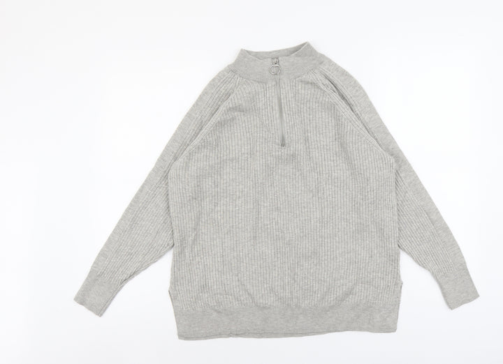 Marks and Spencer Womens Grey High Neck Viscose Pullover Jumper Size M