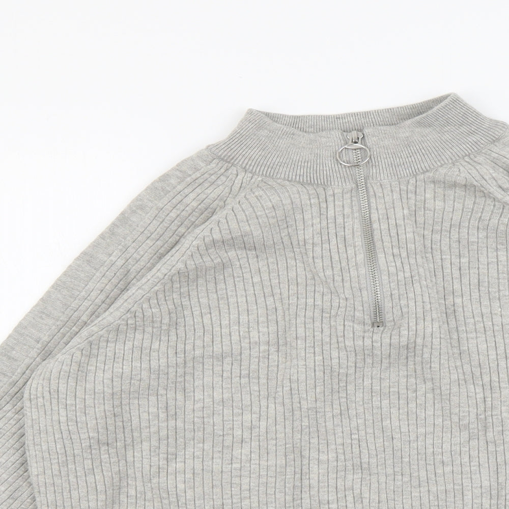 Marks and Spencer Womens Grey High Neck Viscose Pullover Jumper Size M