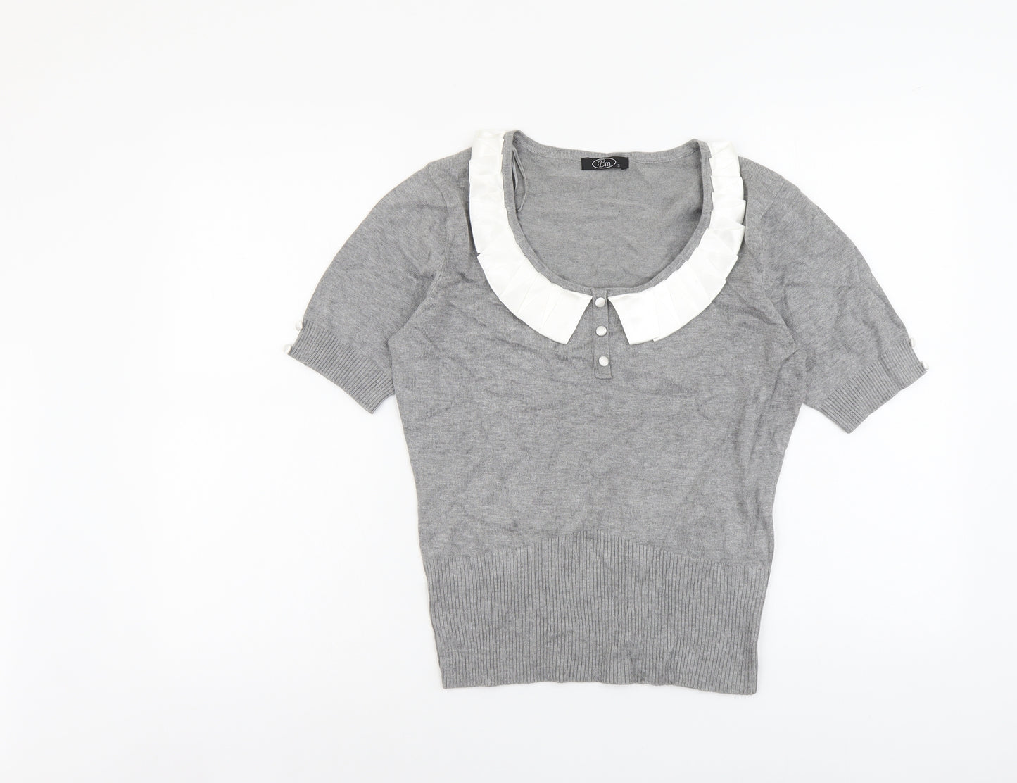 Bonmarché Womens Grey Scoop Neck Viscose Pullover Jumper Size S