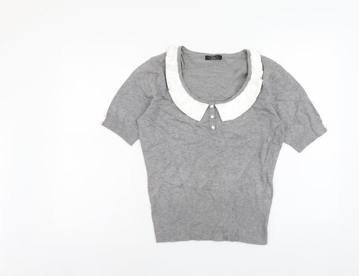 Bonmarché Womens Grey Scoop Neck Viscose Pullover Jumper Size S