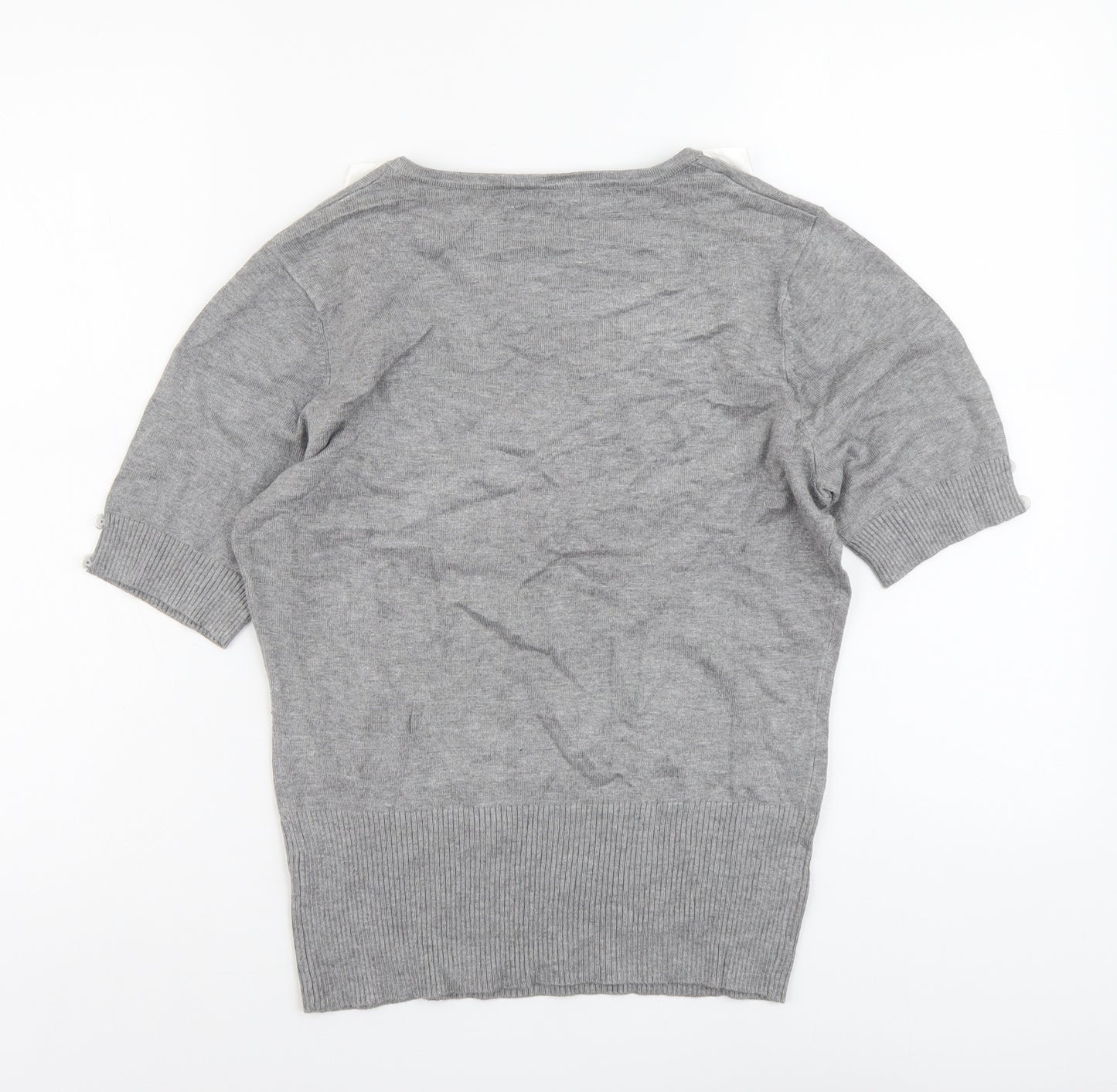 Bonmarché Womens Grey Scoop Neck Viscose Pullover Jumper Size S