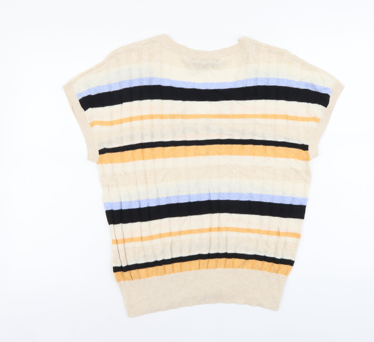 Marks and Spencer Womens Multicoloured Scoop Neck Striped Viscose Pullover Jumper Size L