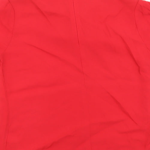 Marks and Spencer Womens Red Viscose Basic Blouse Size 8 Boat Neck - Pleat Detail