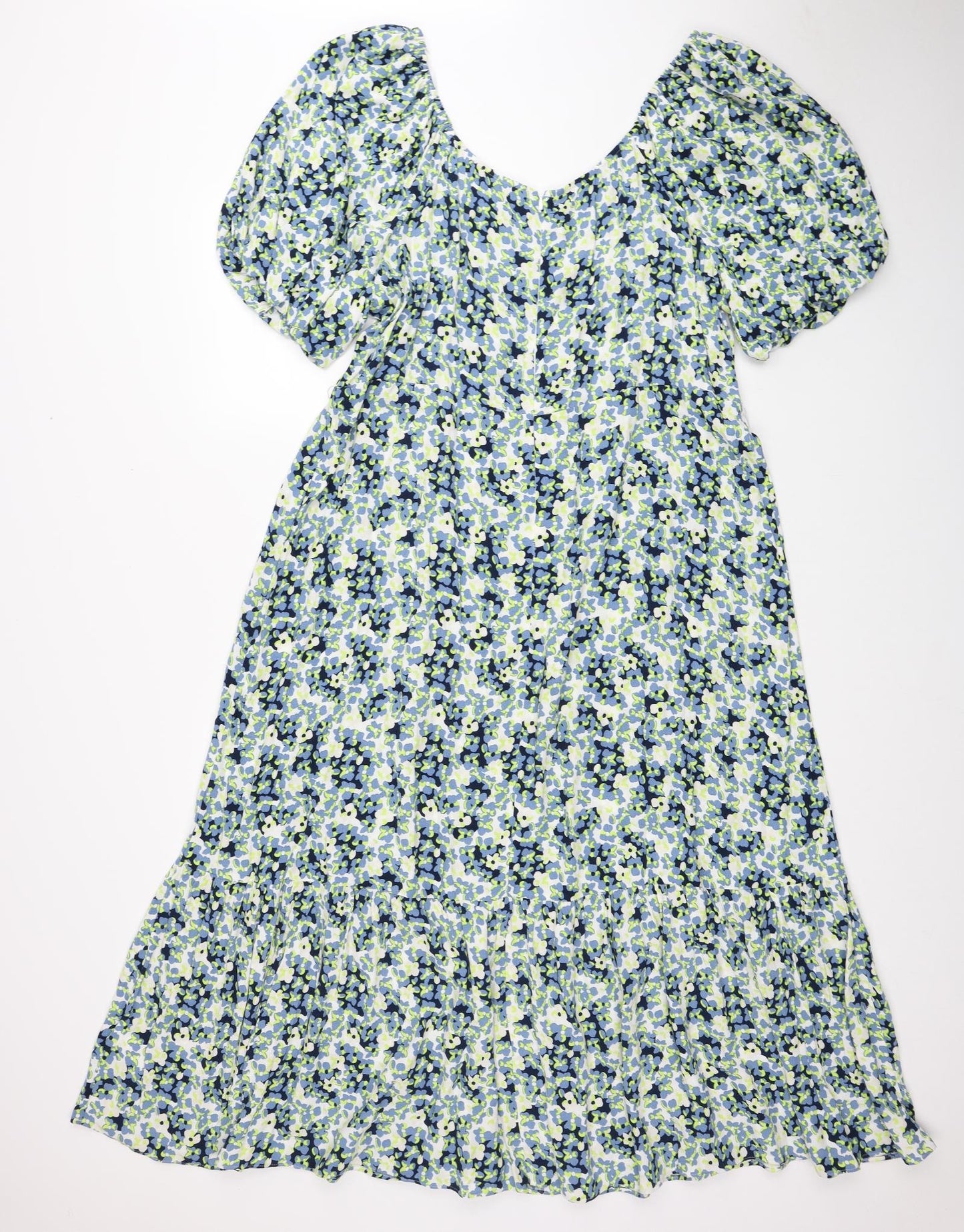 Marks and Spencer Womens Multicoloured Floral Viscose A-Line Size 22 Scoop Neck Zip