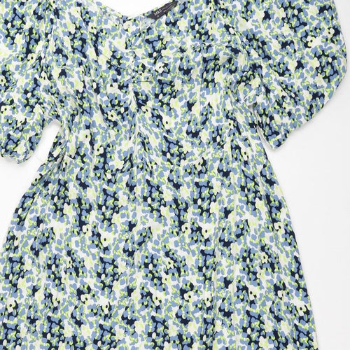 Marks and Spencer Womens Multicoloured Floral Viscose A-Line Size 22 Scoop Neck Zip